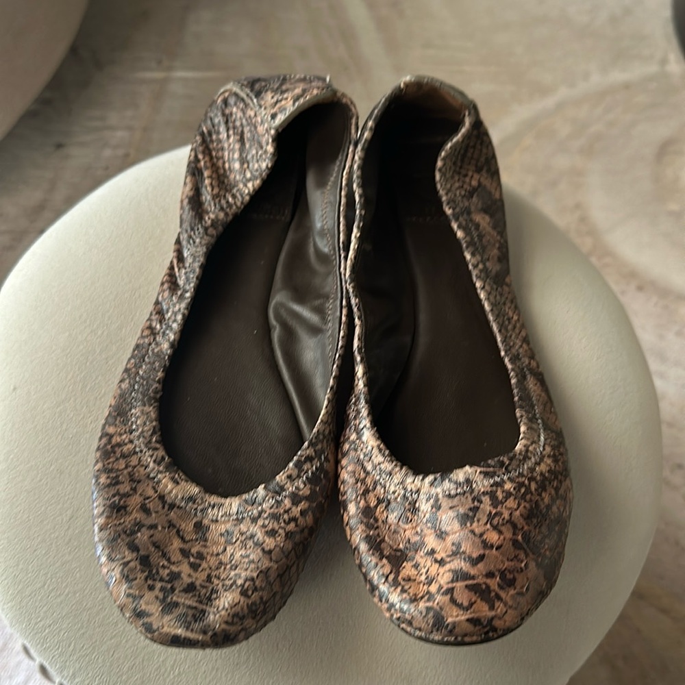 Tory Burch snake print leather flats